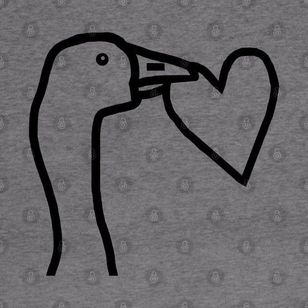 Portrait of a Gaming Goose Stealing a Heart Valentines Day Line Drawing by ellenhenryart